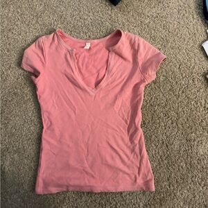 Pink V-Neck Women's Top